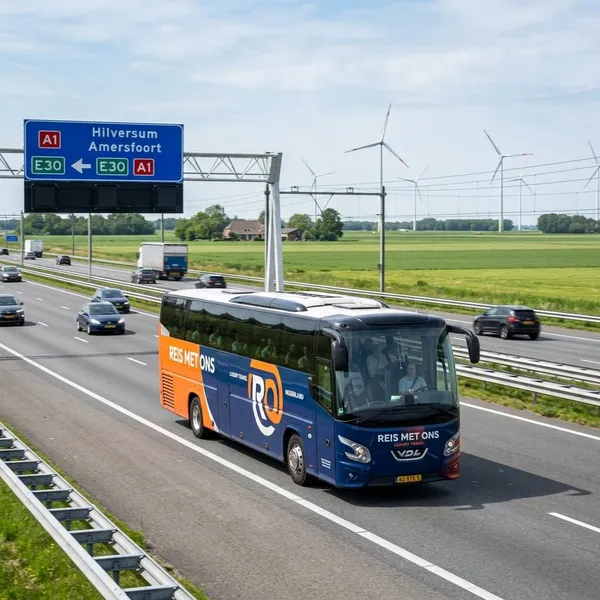 Touringcar op de snelweg