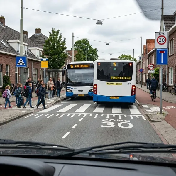 Wanneer mag je een stilstaande bus voorbijrijden