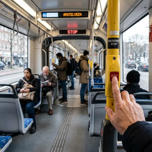 Wanneer druk je op stop in de tram